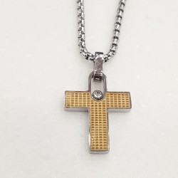 Κολιέ σταυρός ανδρικός από ατσάλι 316L σε χρυσό χρώμα