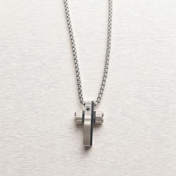 Κολιέ ανδρικό σταυρός από ατσάλι 