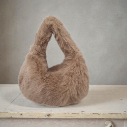Τσάντα καρπού γούνα πούρου με φερμουάρ