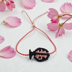 Χειροποίητο Μαρτάκι πασχαλίτσα μακραμέ ροζ