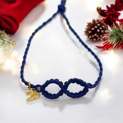 Diaxeirinis Βραχιόλι γούρι άπειρο σε χρώμα μπλε με πλέξη μακραμέ και γουράκι "25"