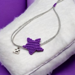 Diaxeirinis Βραχιόλι γούρι αστέρι σε χρώμα μωβ με πλέξη μακραμέ και γουράκι "25"