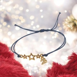 Diaxeirinis Βραχιόλι γούρι 2025  αστεράκια με κορδόνι σε μαύρο χρώμα και αυξομείωση στο κούμπωμα 