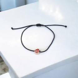 Diaxeirinis Βραχιόλι γούρι 2025 ρόδι κόκκινο με μαύρο κορδόνι και αυξομείωση στο κούμπωμα 