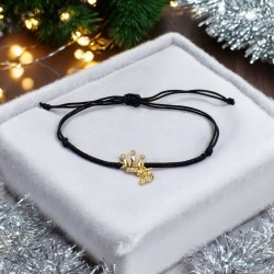 Diaxeirinis Βραχιόλι γούρι 2025 κορώνα με ζιργκόν σε επίχρυσο και κορδόνι μαύρο