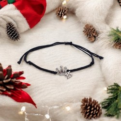 Diaxeirinis Βραχιόλι γούρι 2025 κορώνα με ζιργκόν σε ασημένιο και κορδόνι μαύρο