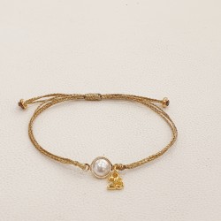 Diaxeirinis Βραχιόλι γούρι 2025 με πέρλα και αυξομείωση στο κούμπωμα 