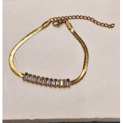 Βραχιόλι ριβιέρα σε snake αλυσίδα από ατσάλι 316L  σε χρυσό χρώμα με προέκταση στο κούμπωμα 