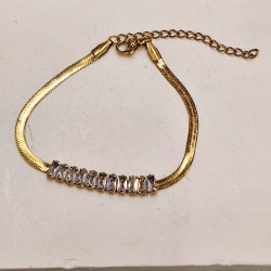 Βραχιόλι ριβιέρα σε snake αλυσίδα από ατσάλι 316L  σε χρυσό χρώμα με προέκταση στο κούμπωμα 