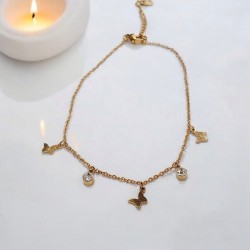 Βραχιόλι για το πόδι με charms από ατσάλι 316L με προέκταση στο κούμπωμα 