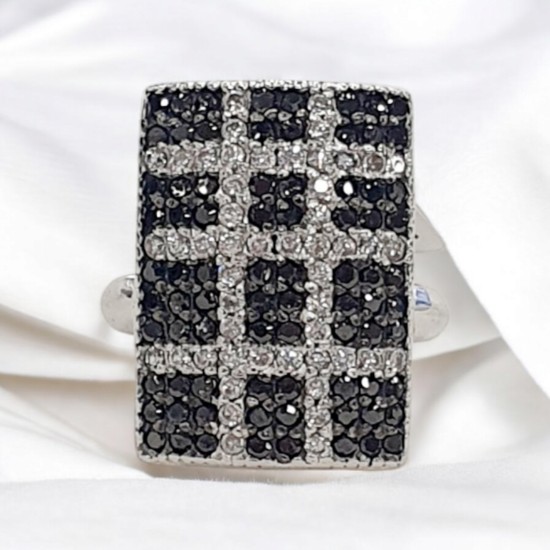 Δαχτυλίδι ασημένιο 925 με καρφωτά ζιργκόν Νούμερο 55