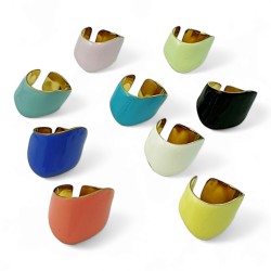 Δαχτυλίδι Waves από ατσάλι L316 και σμάλτο σε χρώμα λιλά