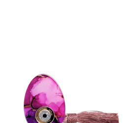 Διακοσμητικό αυγό σε αποχρώσεις του μωβ, με μάτι και ευχές "ευτυχία,τύχη,υγεία,αγαπη" 02