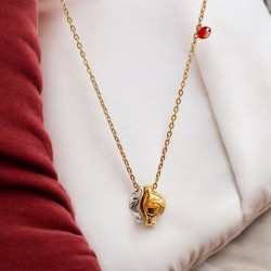 Diaxeirinis Κολιέ γουρι ρόδι 2025 από ατσάλι 316L με μίνιμαλ μεταλλικό στοιχείο σε ασημένιο 2 και  χρυσό 5 και με λεπτομέρεια κρυσταλλάκι