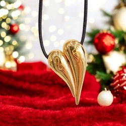 Diaxeirinis Κολιέ γούρι 2025 με μεταλλικό στοιχείο καρδιά και 25 σε χρυσό χρώμα και με κορδόνι μακρύ με αυξομείωση 