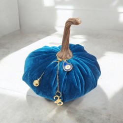 Diaxeirinis Διακοσμητικό γούρι κολοκύθα 2025 πετρόλ με μάτι και κουδουνάκι