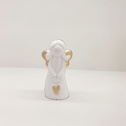 Διακοσμητικό γούρι 2026 άγγελος κεραμικό λευκό με νότες χρυσού
