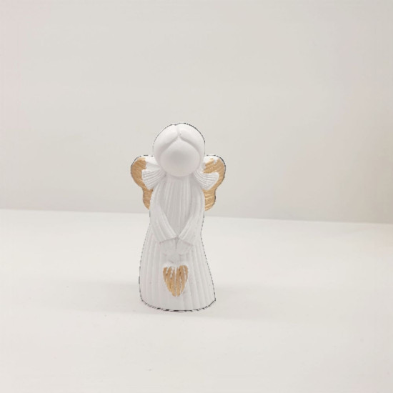 Διακοσμητικό γούρι 2026 άγγελος κεραμικό λευκό με νότες χρυσού