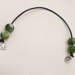 Μπεγλέρι γούρι 2026 με χάντρα πράσινη