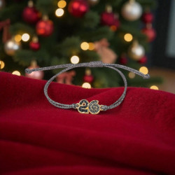 Βραχιόλι γούρι 2026 σε χρυσό χρώμα με glitter με κορδόνι σε  χρώμα γκρι μεταλιζέ