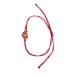 Βραχιόλι γούρι 2026 σε χρυσό χρώμα με glitter με κορδόνι σε χρώμα μπορντό