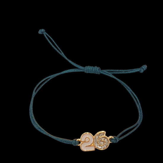 Βραχιόλι γούρι 2026 σε χρυσό χρώμα με glitter με κορδόνι σε χρώμα κυπαρίσσι 