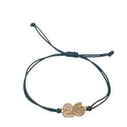 Βραχιόλι γούρι 2026 σε χρυσό χρώμα με glitter με κορδόνι σε χρώμα κυπαρίσσι 