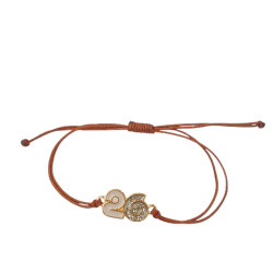 Βραχιόλι γούρι 2026 σε χρυσό χρώμα με glitter με κορδόνι σε χρώμα ταμπά