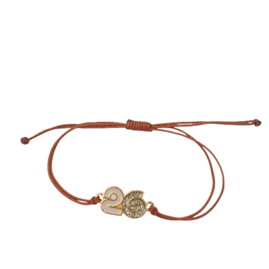 Βραχιόλι γούρι 2026 σε χρυσό χρώμα με glitter με κορδόνι σε χρώμα ταμπά