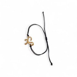 Βραχιόλι γούρι 2026 με μάτι σε χρώμα χρυσό με μαύρο κορδόνι με αυξομείωση στο κούμπωμα 