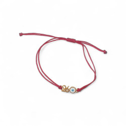 Βραχιόλι γούρι 2026 με μάτι σε χρώμα  χρυσό κόκκινο κορδόνι με αυξομείωση στο κούμπωμα 