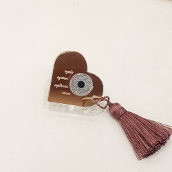 Γούρι διακοσμητικό καρδιά με ευχές αγάπη,υγεία,ευτυχία,τύχη από plexiglass καθρέπτης με μάτι