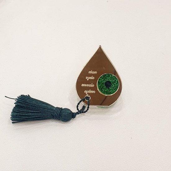 Γούρι διακοσμητικό σταγόνα με ευχές αγάπη,υγεία,ευτυχία,τύχη από plexiglass καθρέπτης με μάτι