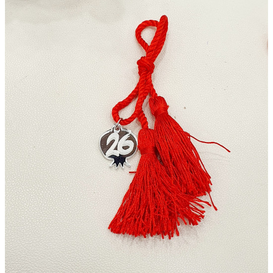 Διακοσμητικό γούρι ρόδι 2026 κρεμαστό σε κόκκινη φούντα  