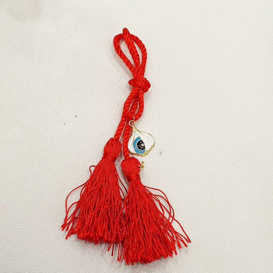 Διακοσμητικό γούρι σκόρδο μάτι 2026 κρεμαστό με φούντα κόκκινη 