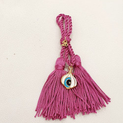 Διακοσμητικό γούρι σκόρδο μάτι 2026 κρεμαστό με φούντα λιλά