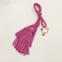 Διακοσμητικό γούρι ρόδι μάτι 2026 κρεμαστό με φούντα λιλά 