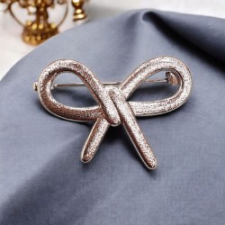 Γυναικεία Καρφίτσα Πέτου φιόγκος από ανοξείδωτο ατσάλι 316L σε ασημένιο χρώμα 