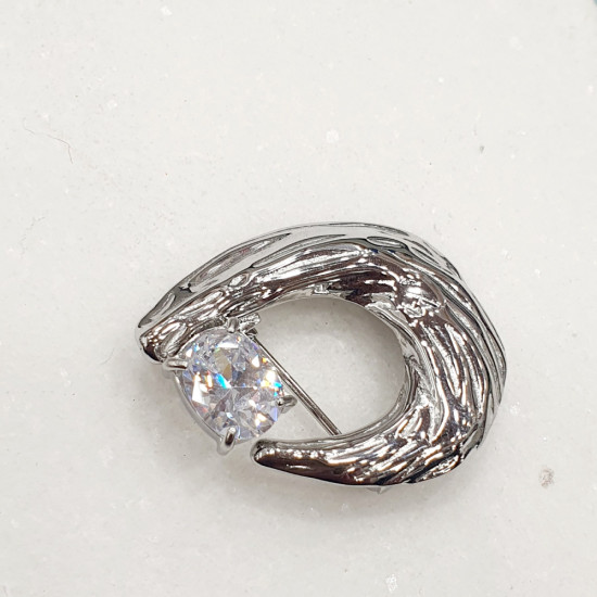 Καρφίτσα σε ασημένιο χρώμα από ατσάλι 316L με ζιργκόν 