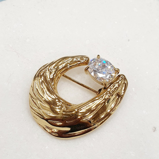 Καρφίτσα σε χρυσό χρώμα από ατσάλι 316L με ζιργκόν 