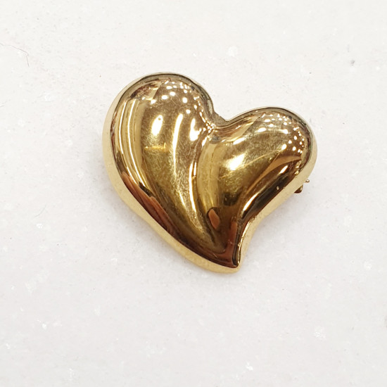Καρφίτσα καρδιά σε χρυσό χρώμα από ατσάλι 316L 