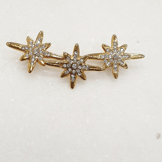 Καρφίτσα αστεράκια σε χρυσό χρώμα από ατσάλι 316L με ζιργκόν 