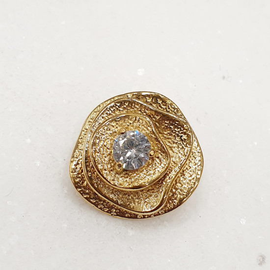 Καρφίτσα λουλούδι σε χρυσό χρώμα από ατσάλι 316L με ζιργκόν 