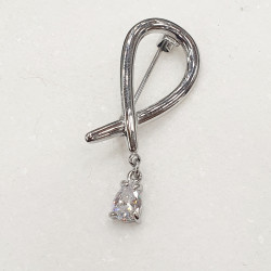 Καρφίτσα σε ασημένιο χρώμα από ατσάλι 316L με ζιργκόν 