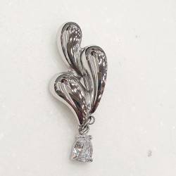 Καρφίτσα σταγόνες σε ασημένιο χρώμα από ατσάλι 316L με ζιργκόν 