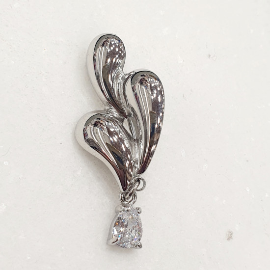 Καρφίτσα σταγόνες σε ασημένιο χρώμα από ατσάλι 316L με ζιργκόν 