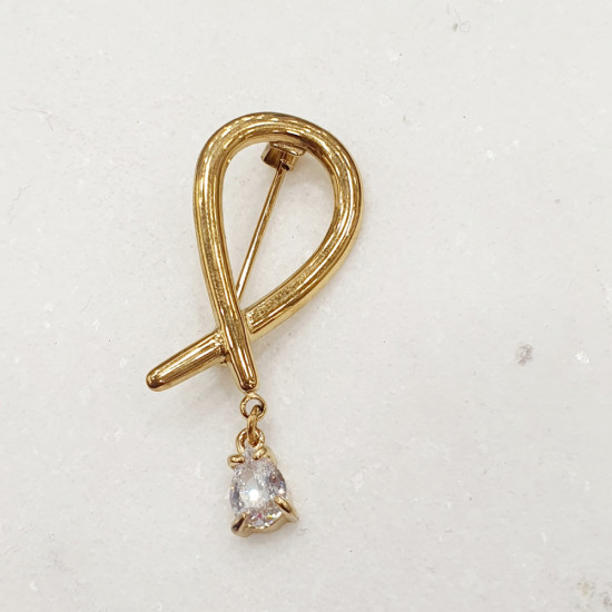 Καρφίτσα σε χρυσό χρώμα από ατσάλι 316L με ζιργκόν 