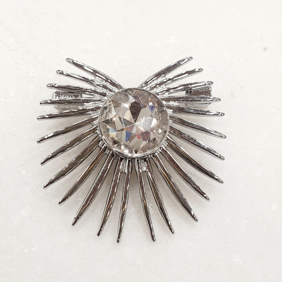 Καρφίτσα σε ασημένιο χρώμα από ατσάλι με ζιργκόν 