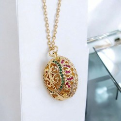 Κολιέ Αυγό βυζαντινό με αλυσίδα ατσάλινη L316 σε χρυσό χρώμα