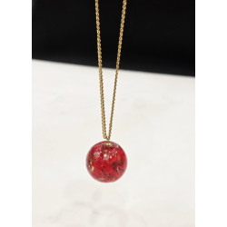 Κολιέ "ball red" murano με αλυσίδα από ατσάλι 316L σε χρώμα χρυσό 